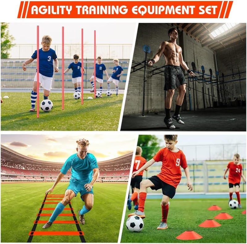 HOTOOLME Agility Training Poles Equipment Soccer Training Equipment includes 6 Agility Poles,Agility Ladder, 10 Soccer Cones,Jump Rope for Speed Training, Soccer Training, Basketball Athletes & Kids - Image 5